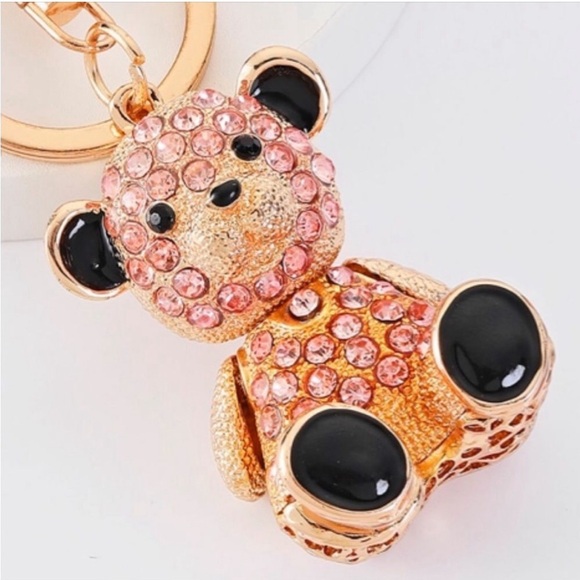 2/$16 New Pink Teddy Bear Purse Charm Keychain - Picture 4 of 4